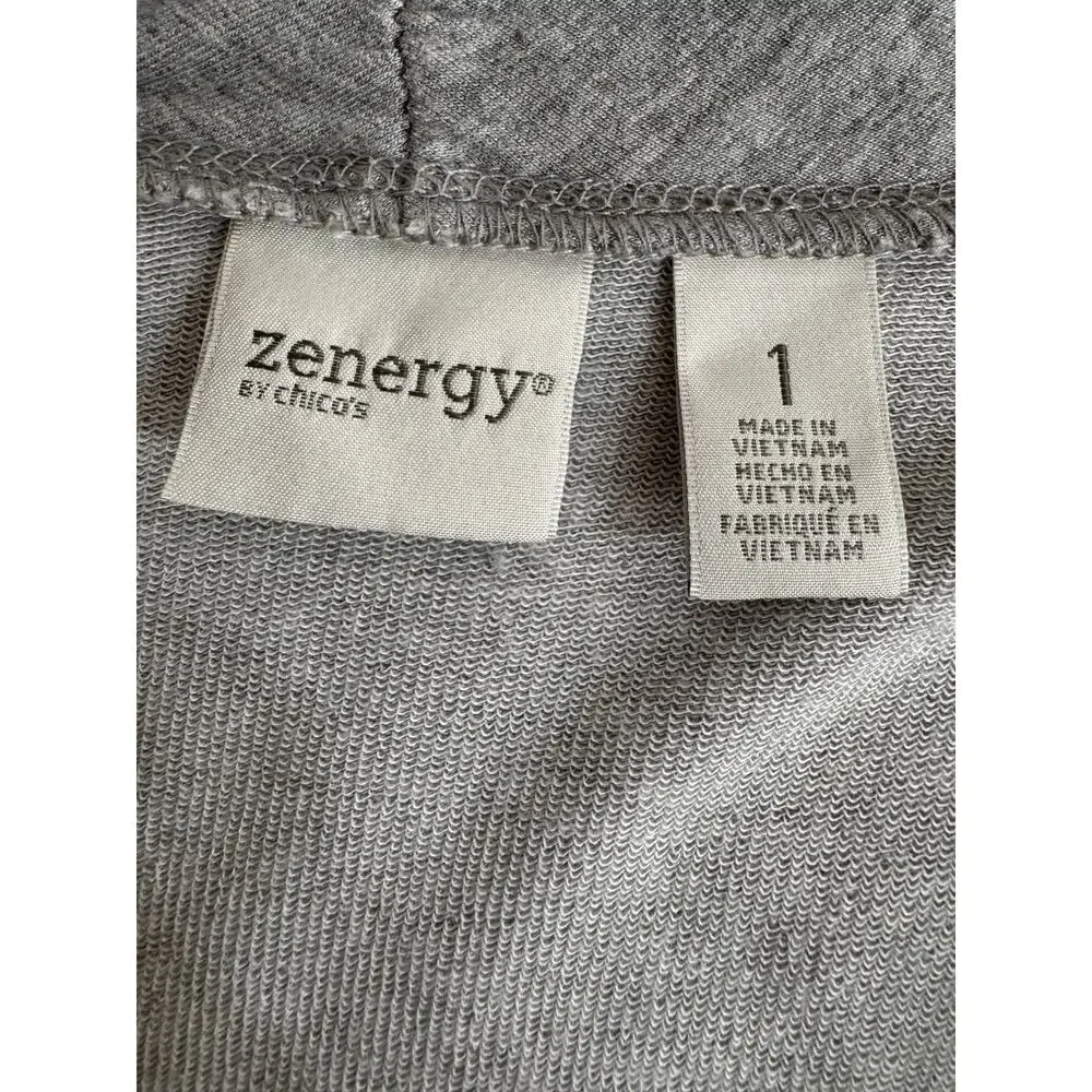 Chico's Zenergy lounge set gray soft luxe open front jacket & pants Sz 1 US M